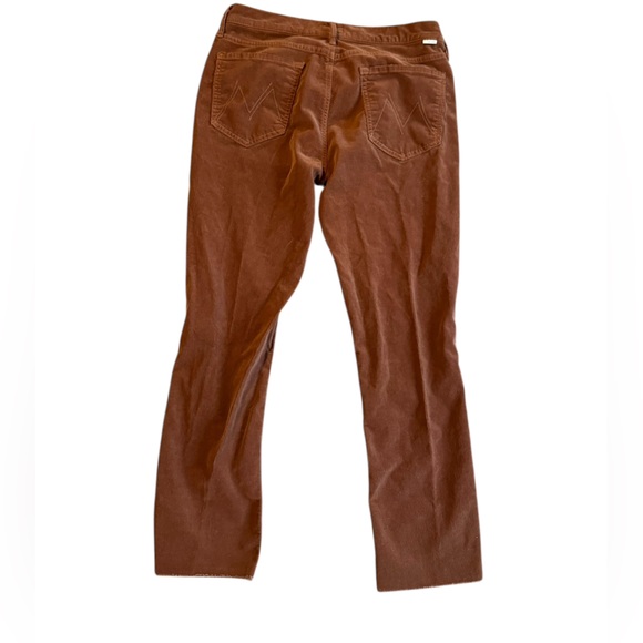 MOTHER Women's Brown Corduroy Mid Rise Dazzler Ankle Fray32
